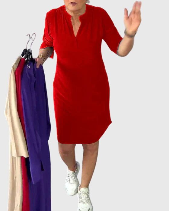 Esme | Solid V-Neck Dress