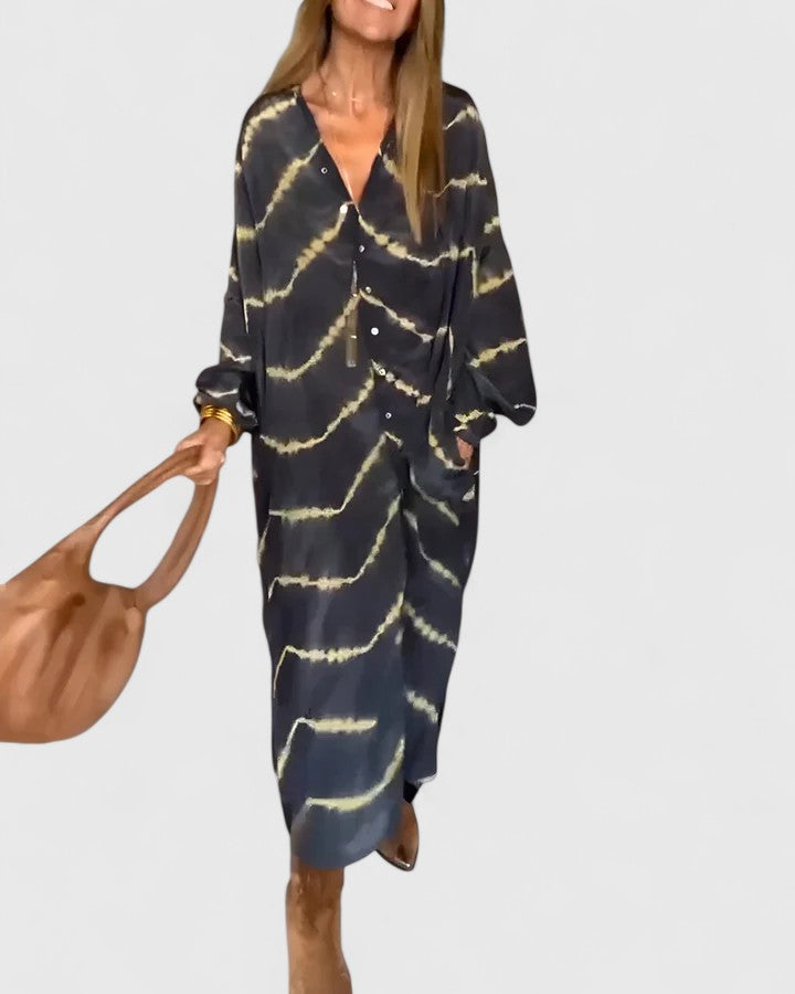 Mariah | Elegant Boho Striped Maxi Dress