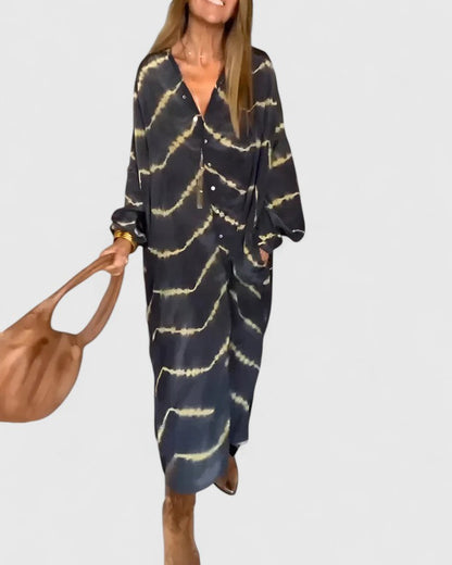 Mariah | Elegant Boho Striped Maxi Dress