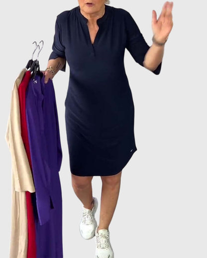 Esme | Solid V-Neck Dress