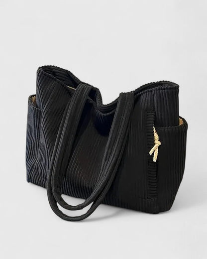Jocelynn | Luxurious Ribbed Tote Bag with Cord Detail