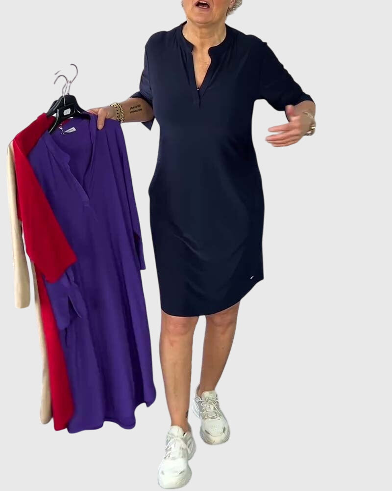 Esme | Solid V-Neck Dress