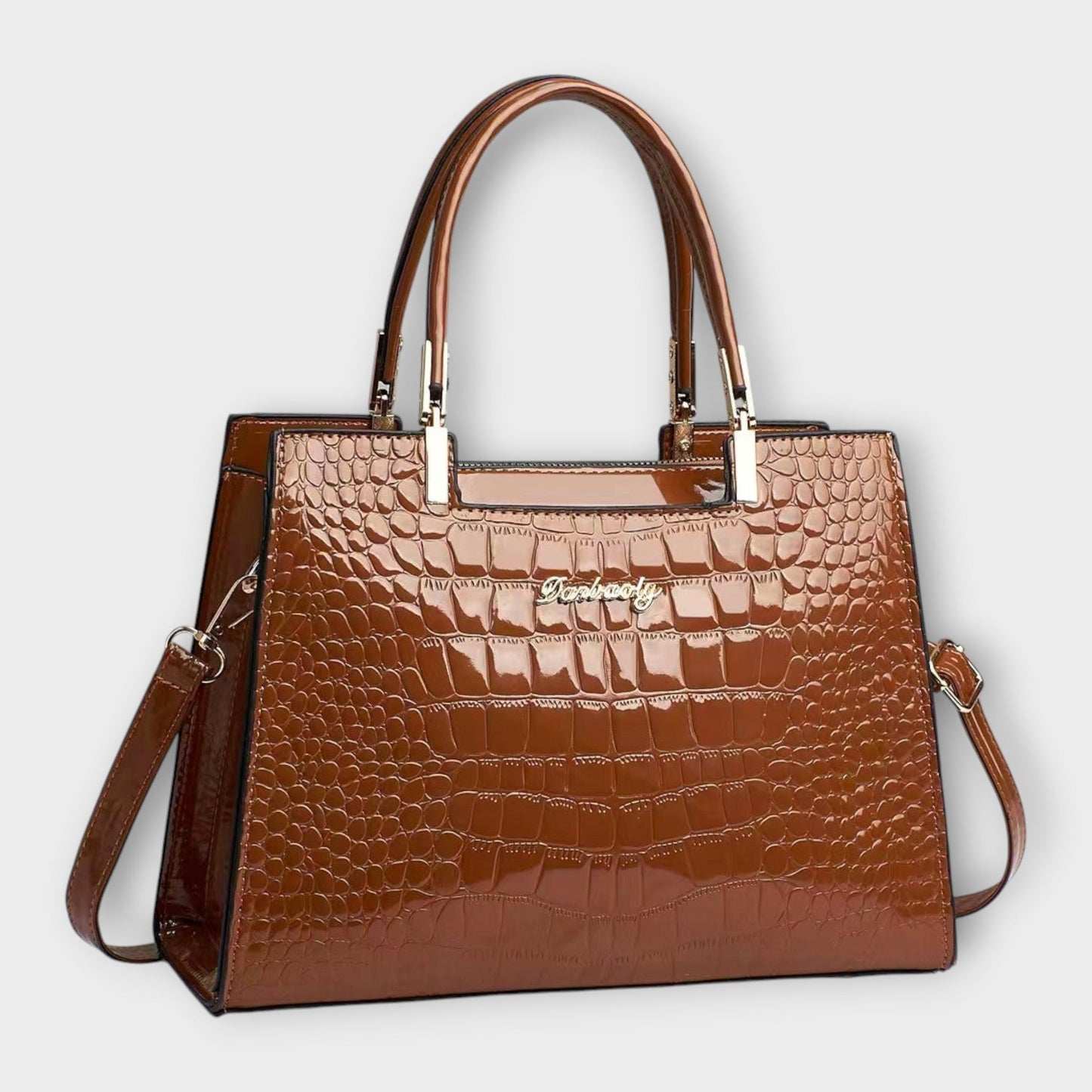 Allegra | Glossy Crocodile Pattern Handbag