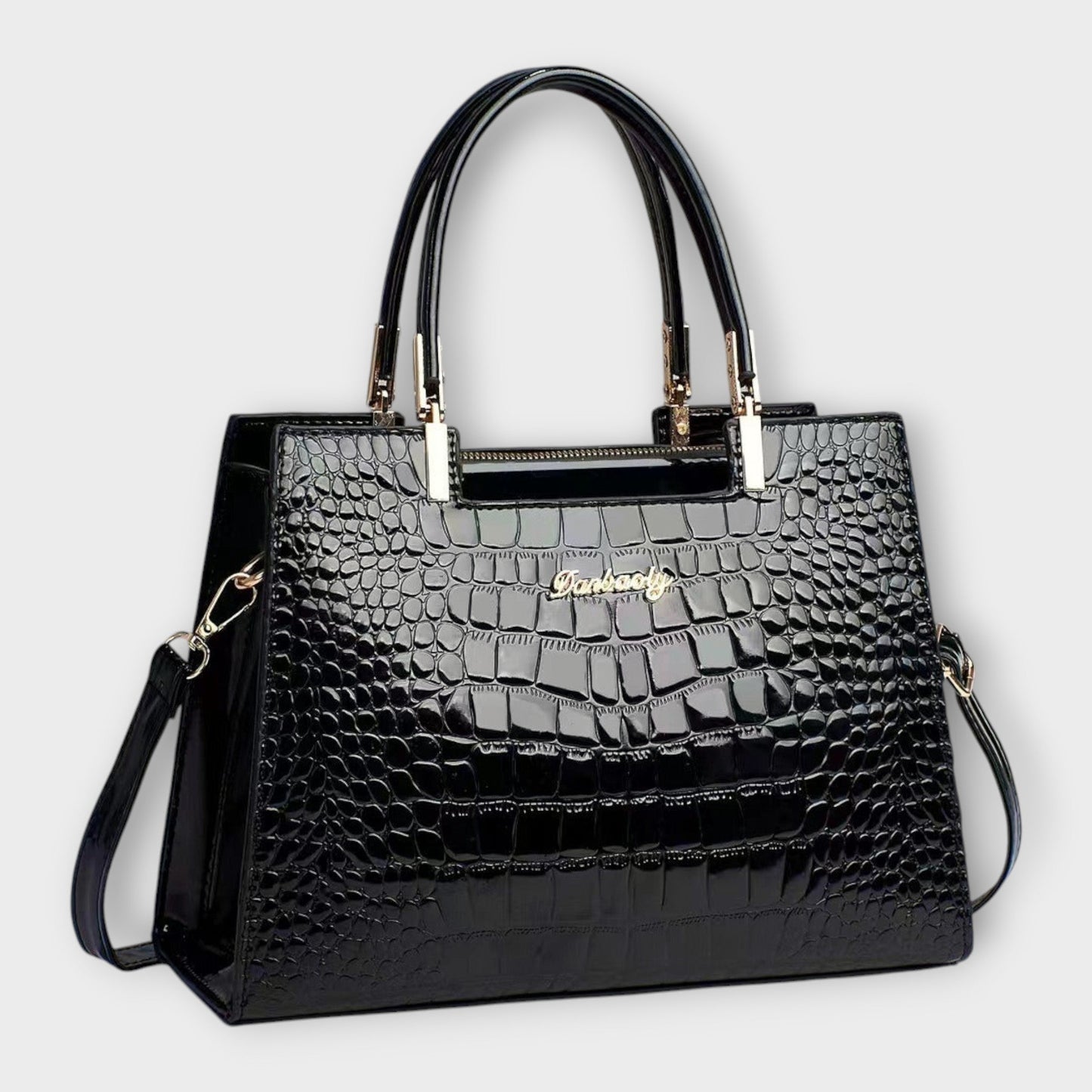 Allegra | Glossy Crocodile Pattern Handbag