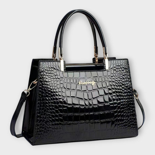 Allegra | Glossy Crocodile Pattern Handbag