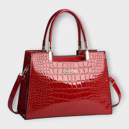 Allegra | Glossy Crocodile Pattern Handbag