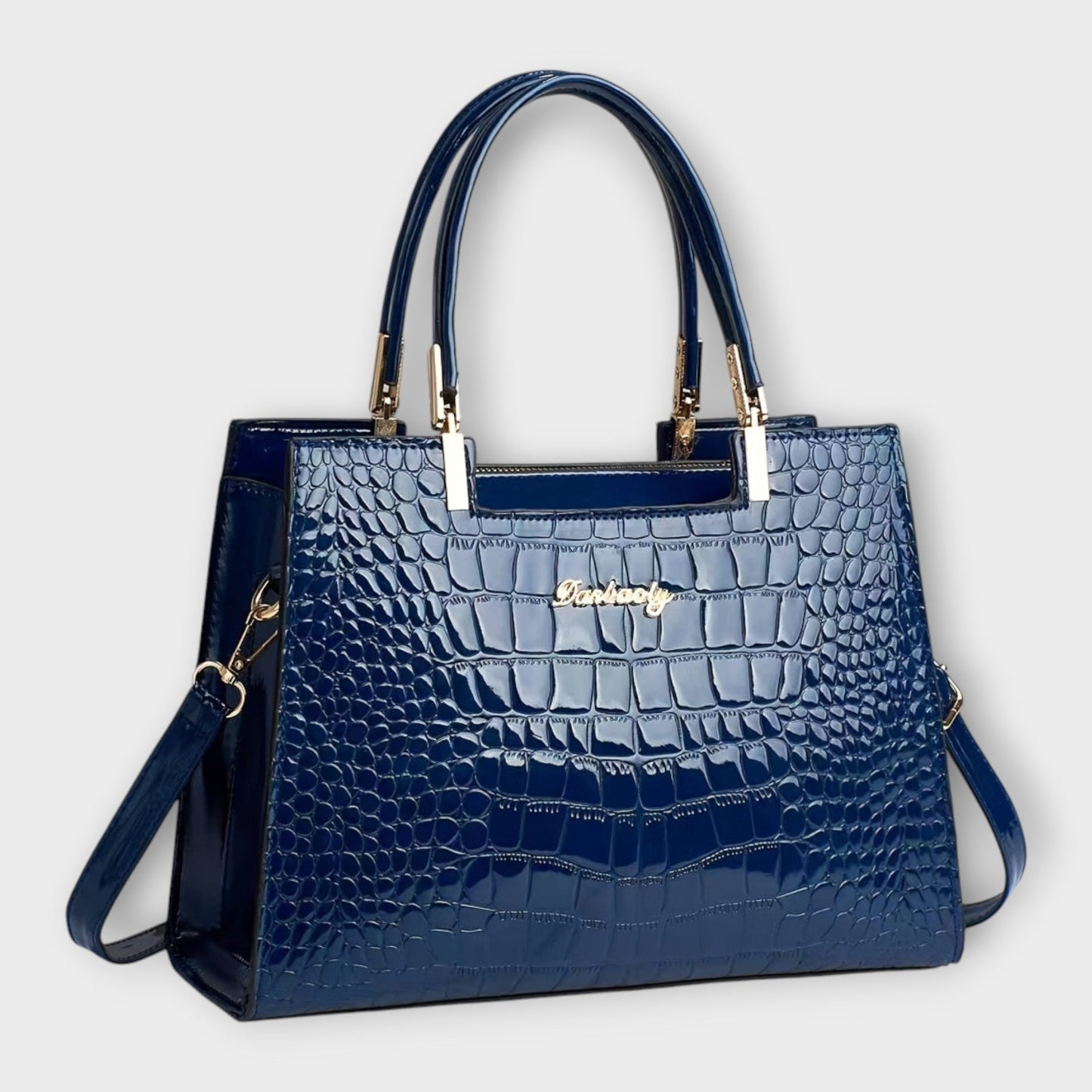 Allegra | Glossy Crocodile Pattern Handbag