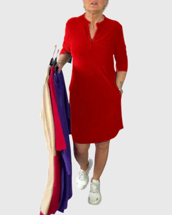 Esme | Solid V-Neck Dress