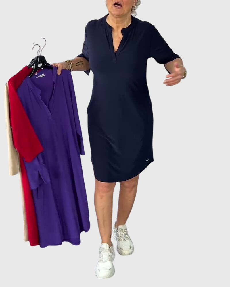 Esme | Solid V-Neck Dress