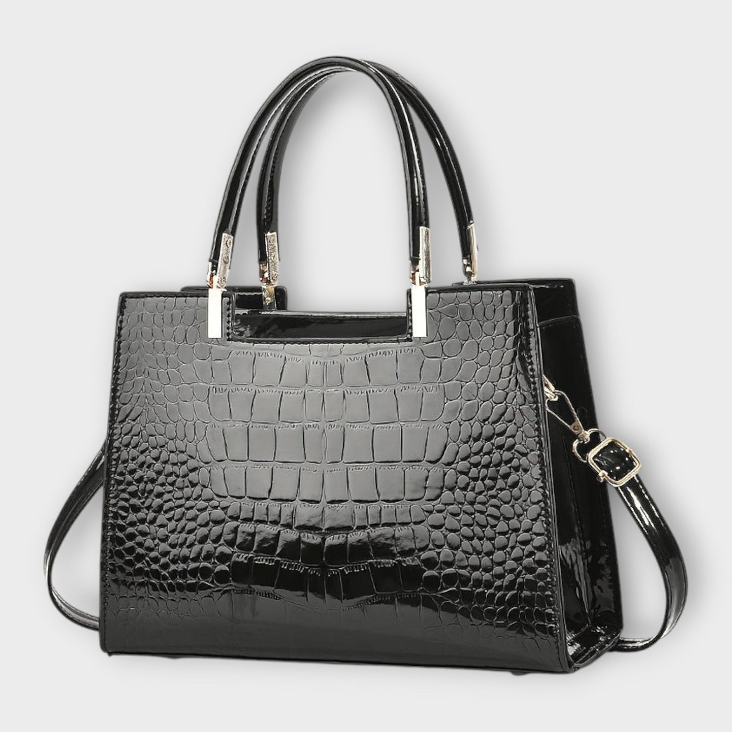 Allegra | Glossy Crocodile Pattern Handbag
