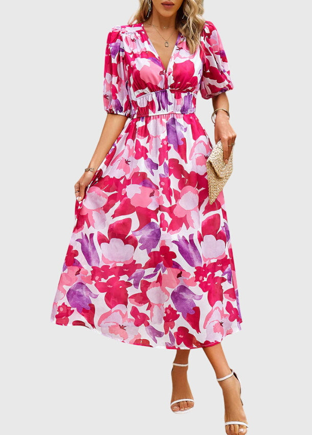 Merlin | Flattering Floral Midi Dress