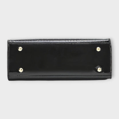 Allegra | Glossy Crocodile Pattern Handbag