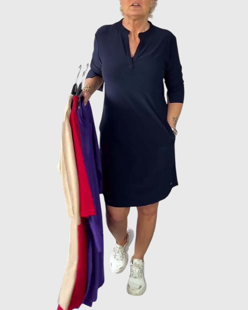 Esme | Solid V-Neck Dress